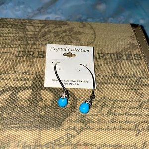 Blue threaded earrings